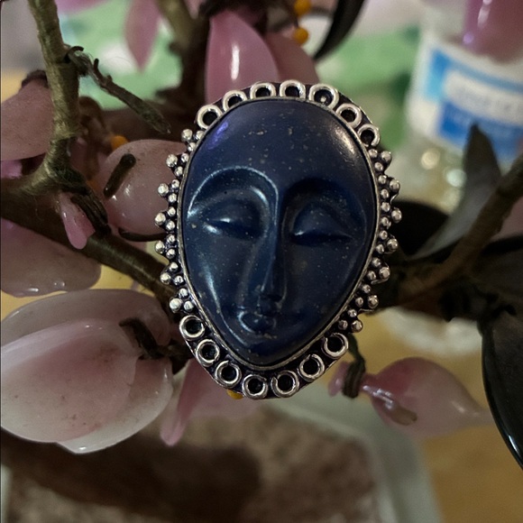 Blue Face Ring with 925 Silver ring